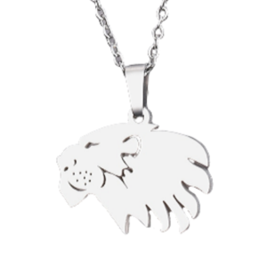 Collier pendentif lion argent.