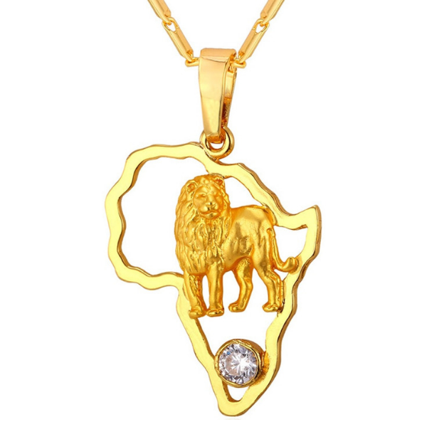 Pendentif Afrique avec Lion en or.