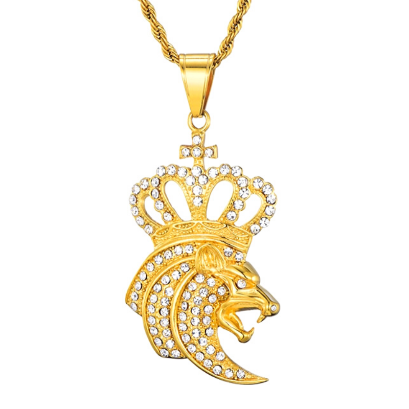 Collier tête de lion or.
