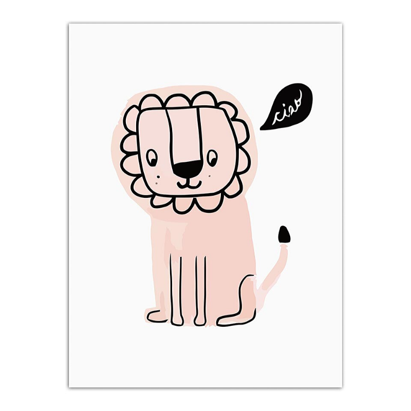 Poster lion rose et ciao.