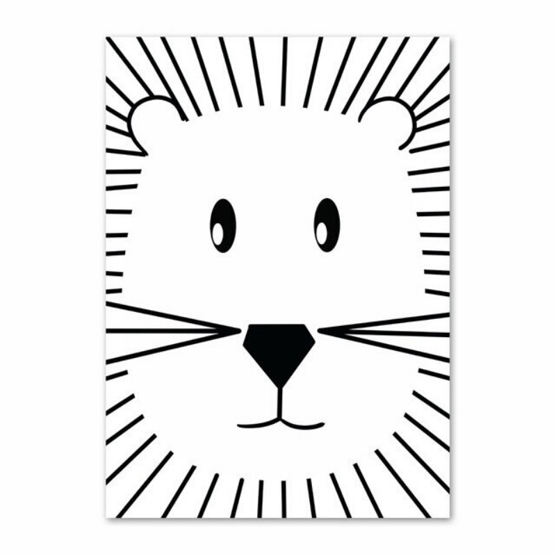 Poster lion noir et blanc.