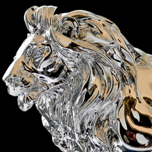 Tête de lion en argent.