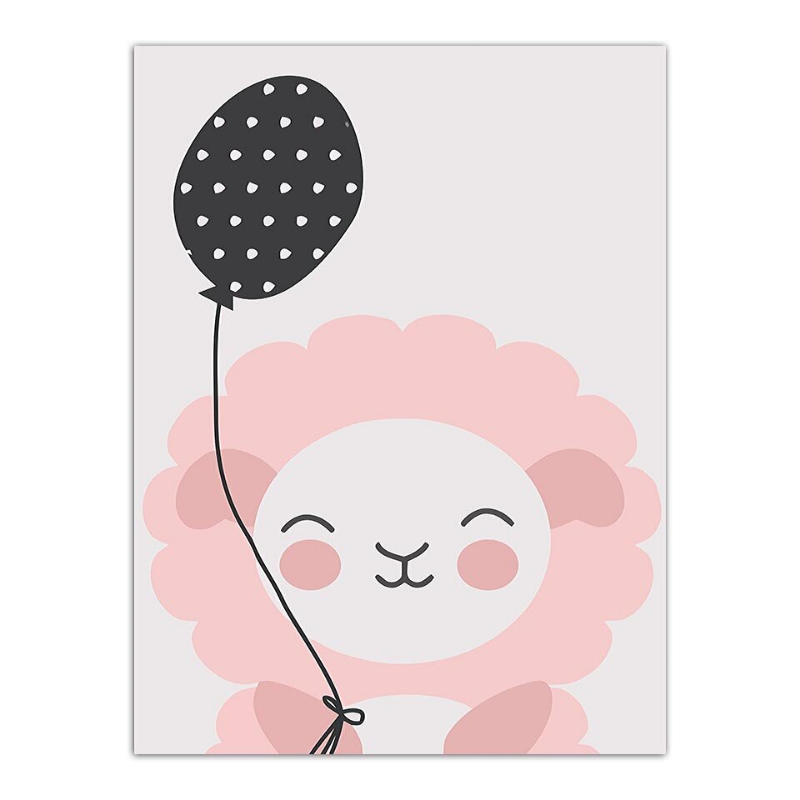 Poster lion rose et ballon.