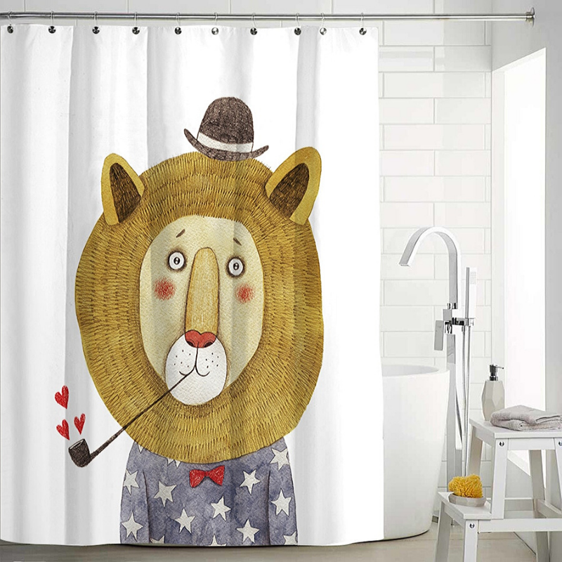 Rideau de baignoire lion.