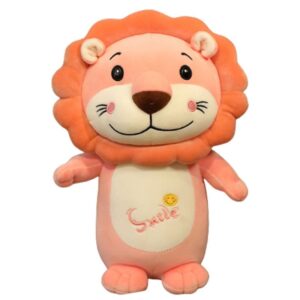 Doudou lion rose.