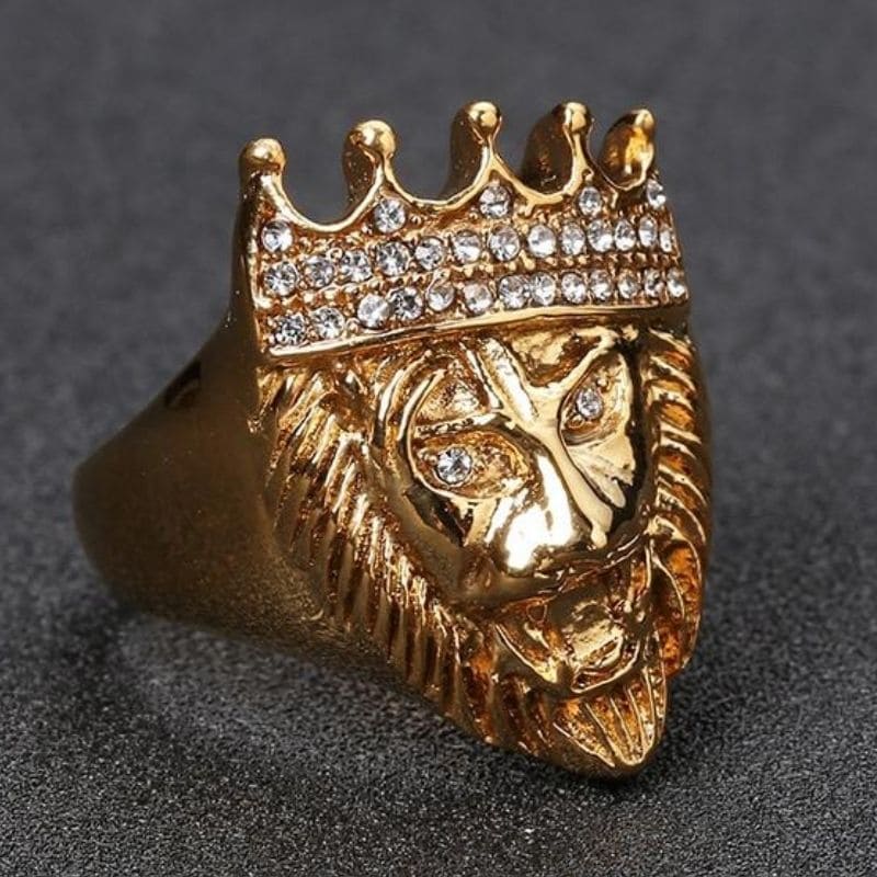 Bague Or Tête De Lion et diamants