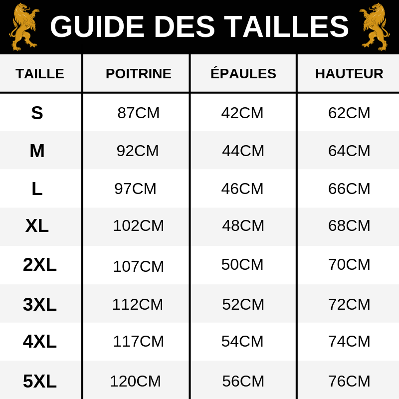 Guide des tailles t-shirt-roi-lion-petit-simba
