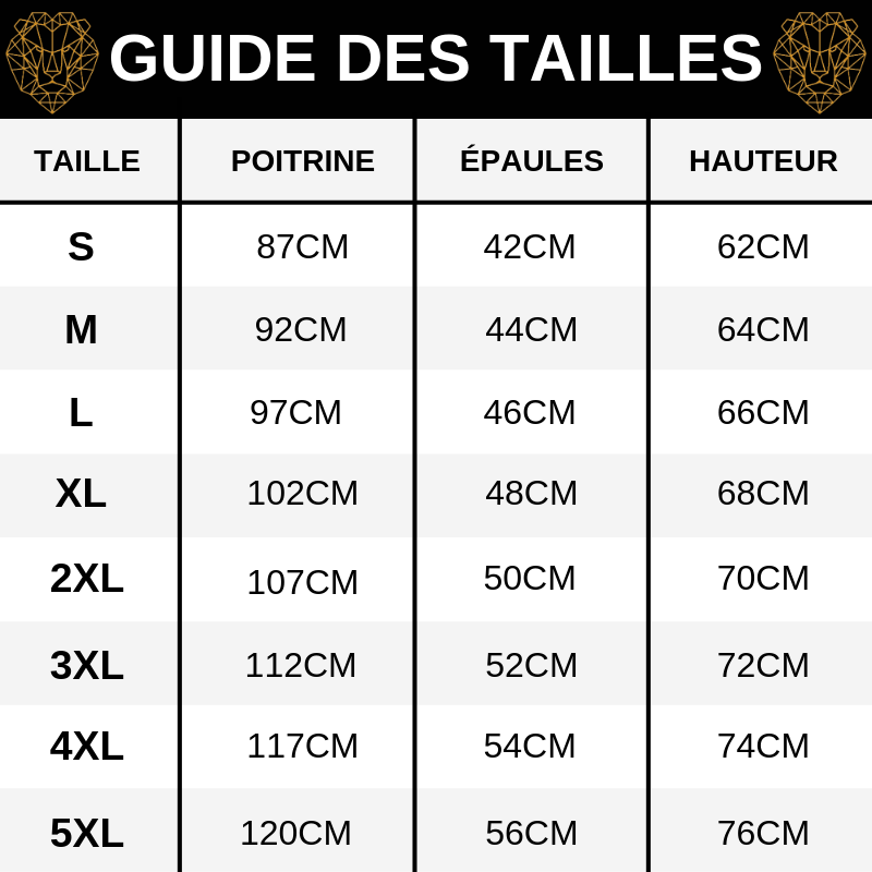 Guide des tailles T-Shit Lion Violet