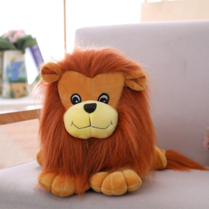 Tête de lion en peluche.