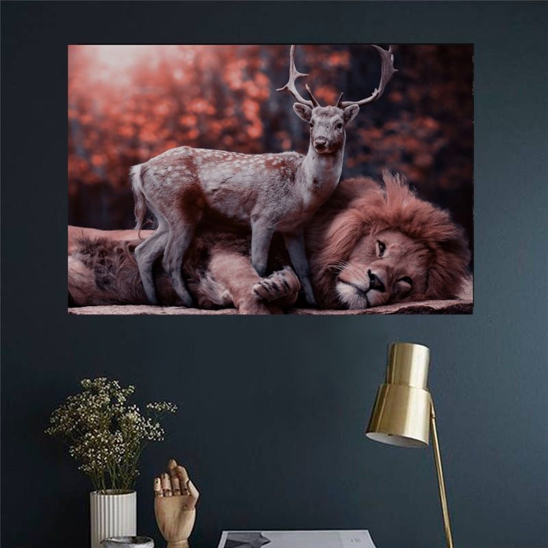 Tableau Lion et Cerf entrée