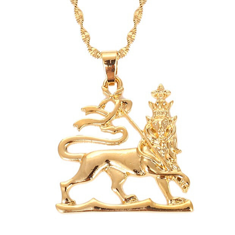 Pendentif lion or jaune.