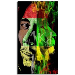 Tableau Lion Rasta décor mural