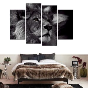 Décoration d'intérieur tête de lion noir et blanc