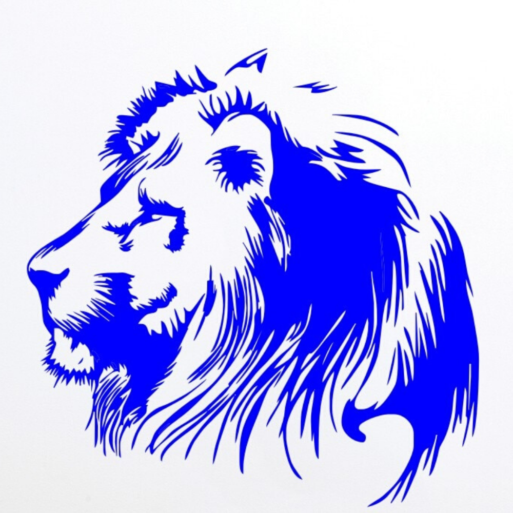 Autocollant bleu lion.