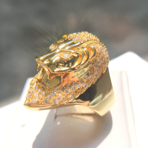Bague Lion Homme Or et diamants