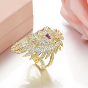 Bague Lion Or Rubis pour femme