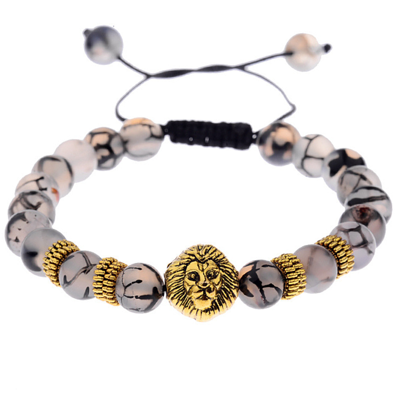 Bracelet Homme Perle Tête de Lion