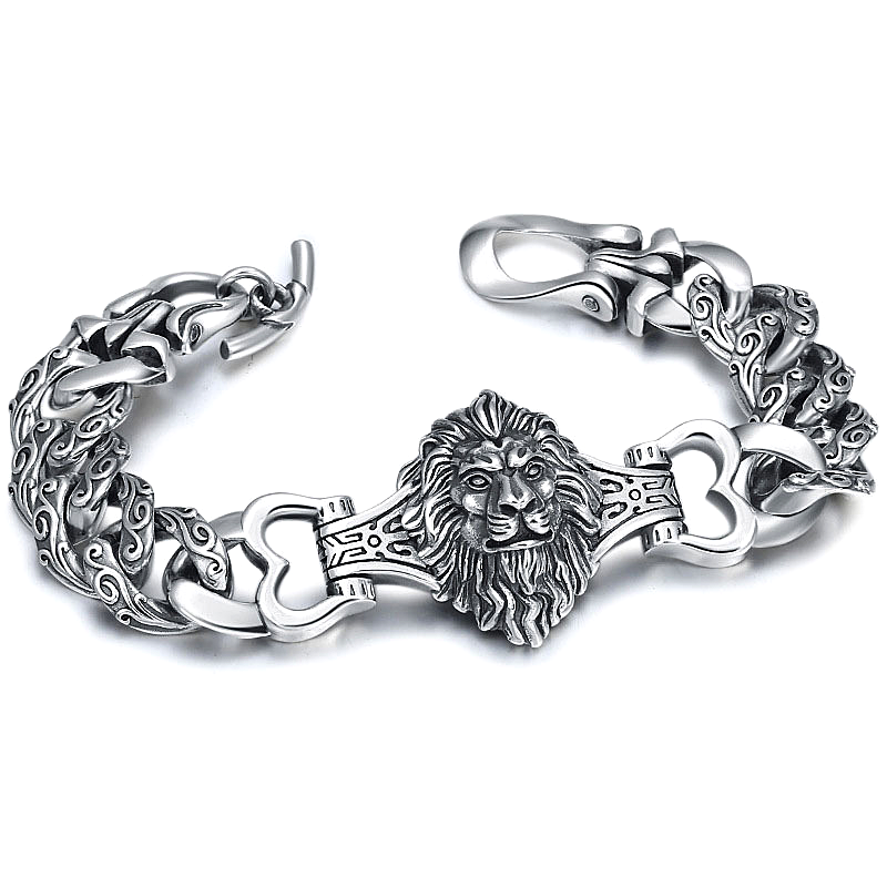 Bracelet Lion Argent Homme