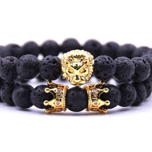 Bracelet Réglable Tête de Lion Couronne