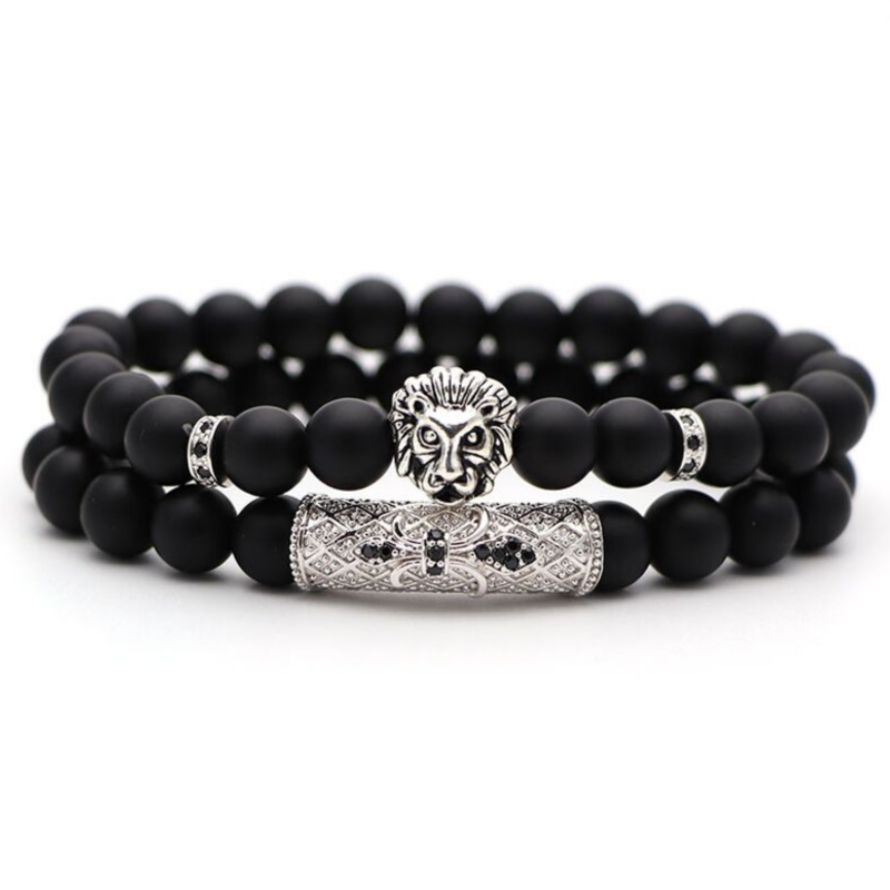 Bracelet Tête de Lion Noir