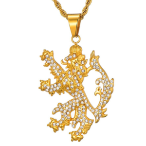 Collier lion or jaune.