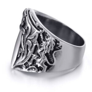 Bague Gladiateur Lion couleur argent