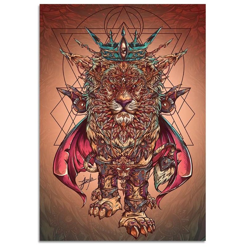 Tableau Lion Complex dessin de lion beauté murale