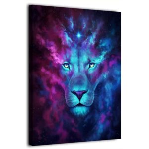 Tableau Lion Conviction dessin tête de lion couleur