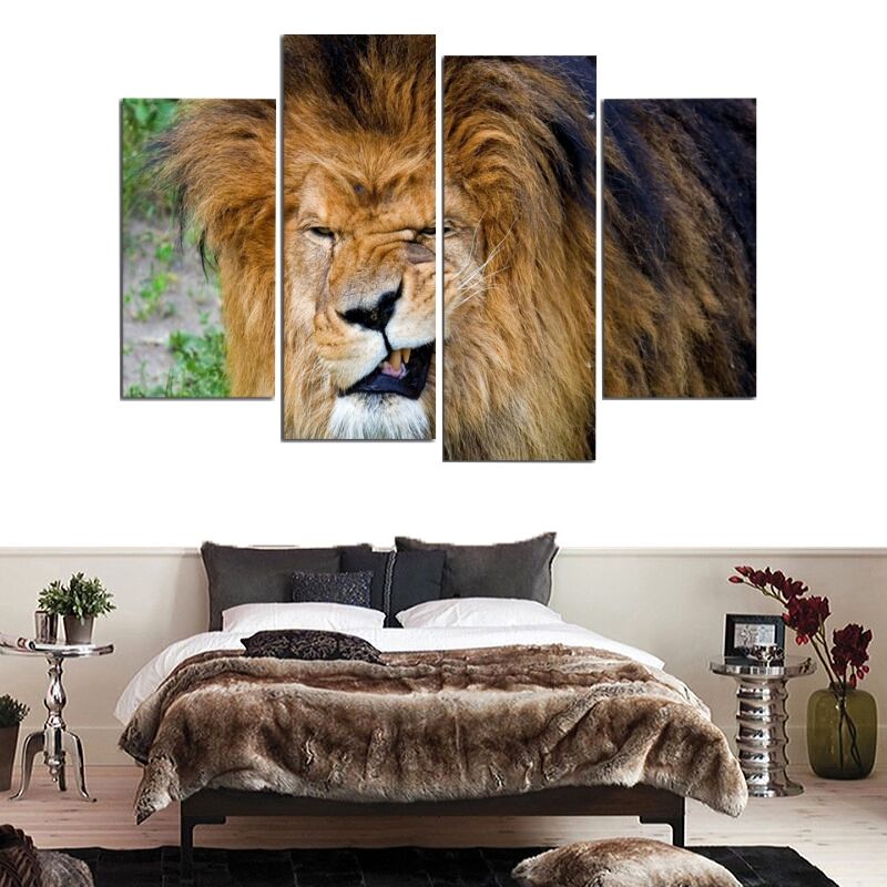 Tableau Lion Grimace décor d'intérieur toile de lion
