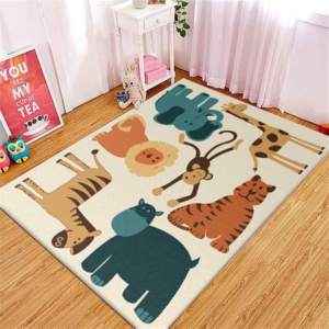 Grand tapis avec un lion.