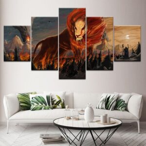 Tableau Lion Animosité toile abstraite Manga