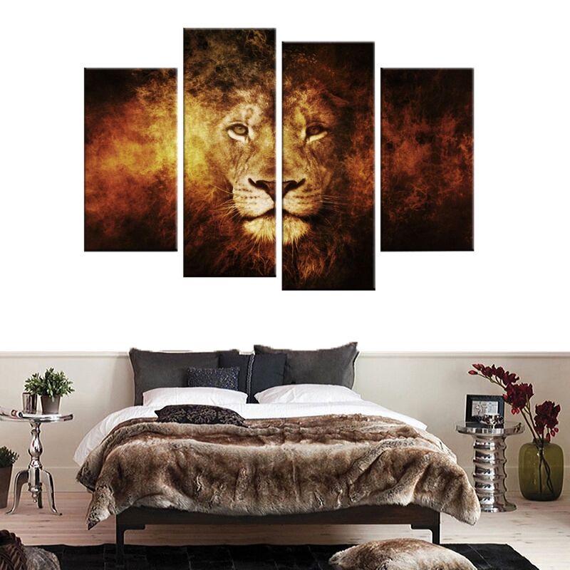Tableau Lion Design Feu Dessin de lion