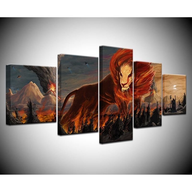 Tableau Lion Animosité dessin Manga sur toile