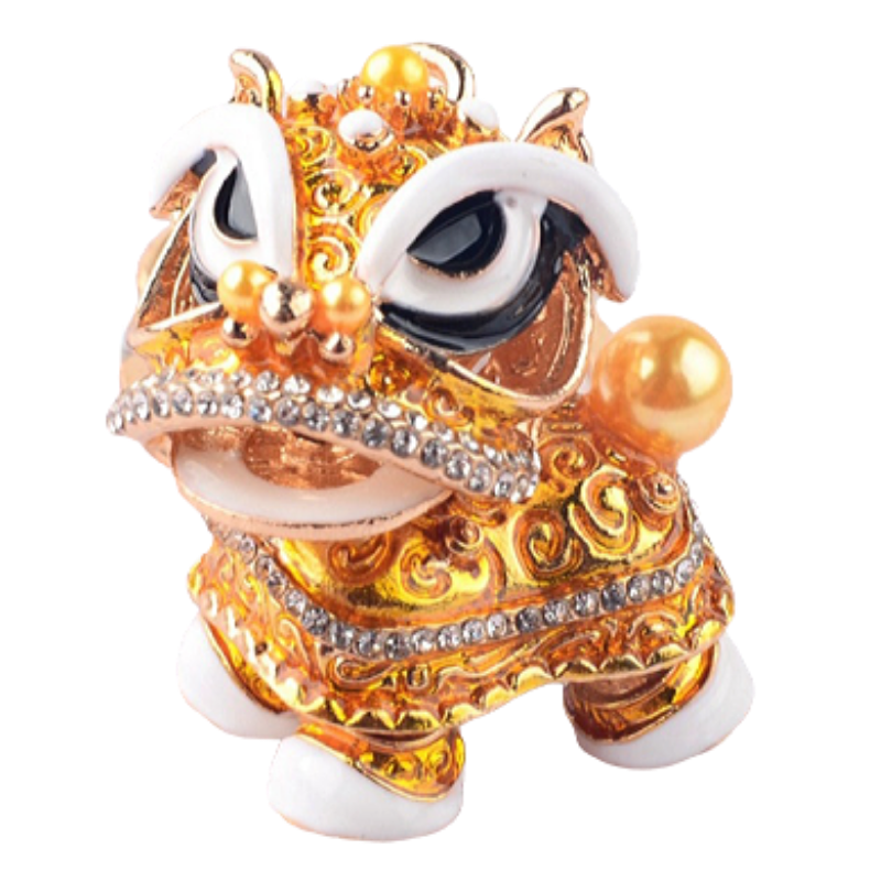 Porte Clés Lion Chinois Or