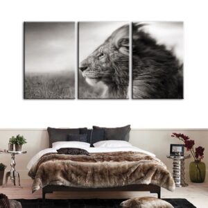 Tableau Lion Autorité photo noir et blanc