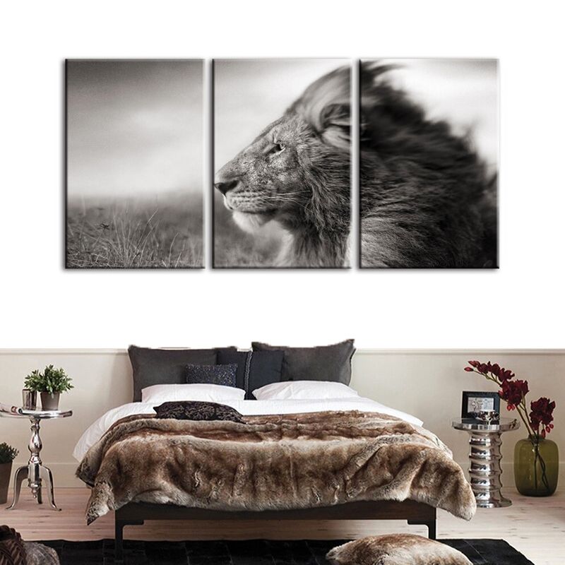 Tableau Lion Autorité photo noir et blanc