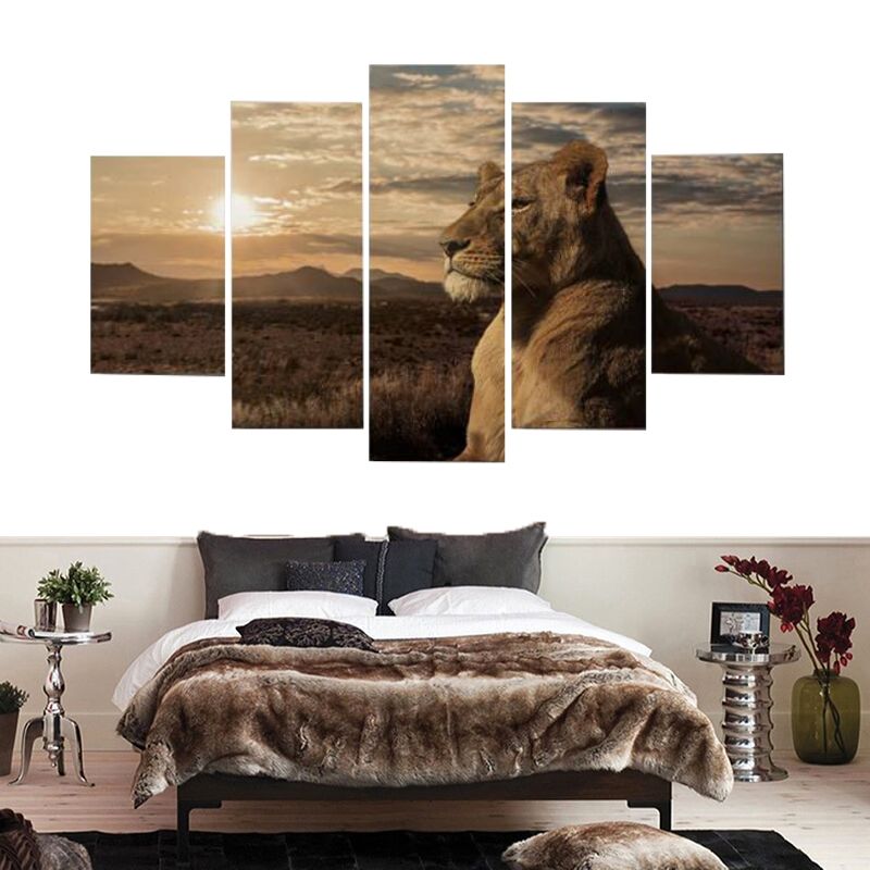 Tableau Lion Intrépide photo savane