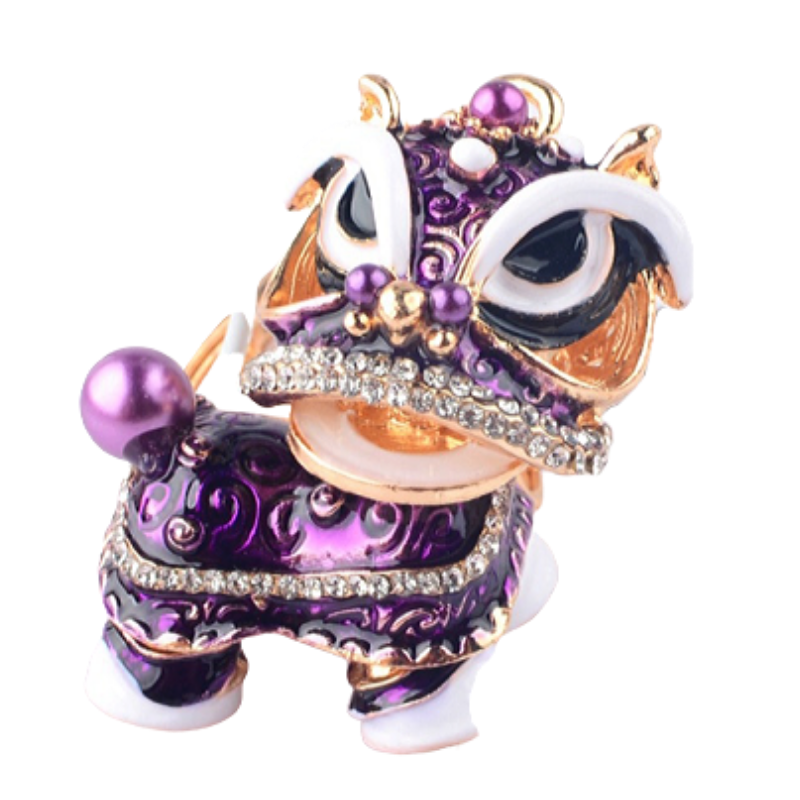 Porte Clés Lion Chinois Violet