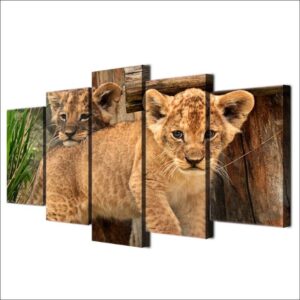 Tableau Jeunes Lions décor lion pour salon
