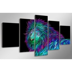 Tableau Lion Géométrique Couleur décor murale dessin lion