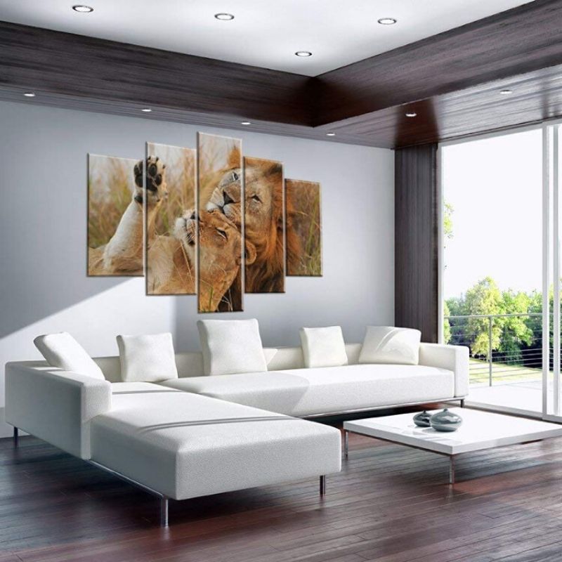 Tableau Lion et Lionne Déco photo amour