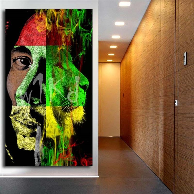 Tableau Lion Rasta peinture sur toile
