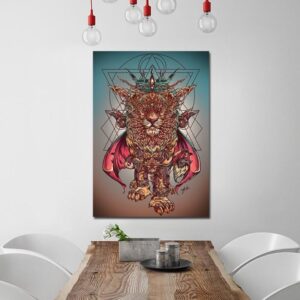 Dessin de lion original sur toile murale