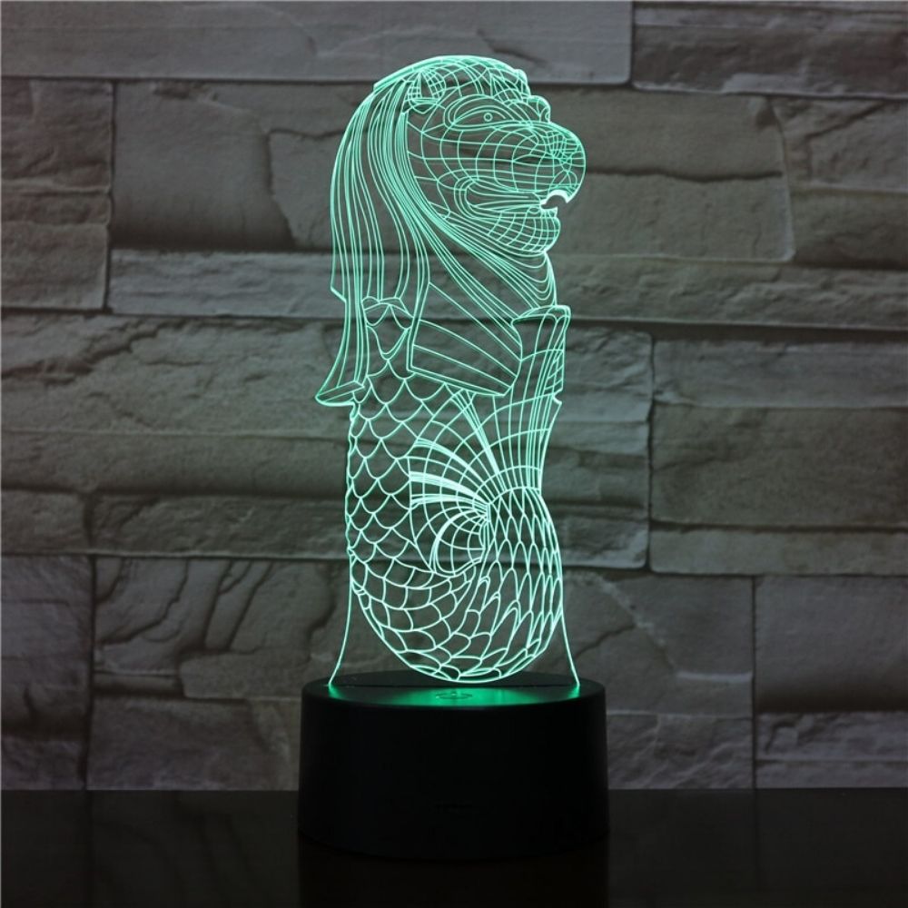 Lampe 3D Lion verte