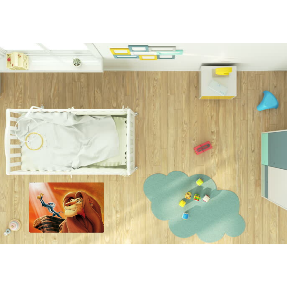 Tapis roi lion pour chambre d'enfant.