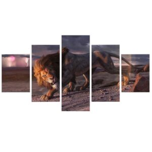 Tableau Lion Hostilité décor luxueux