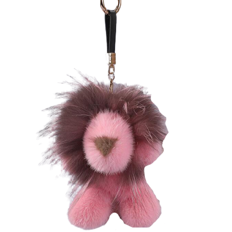 Porte Clés Lion Peluche Rose