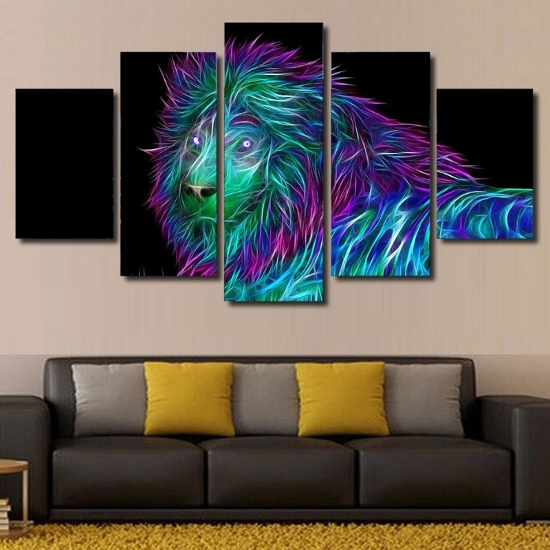 Tableau Lion Géométrique Couleur déco murale originale