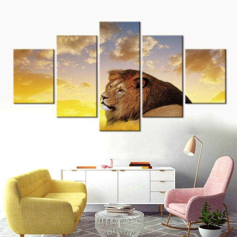 Tableau Lion Liberté déco ciel sur toile