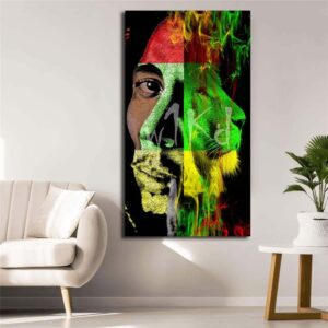 Tableau Lion Rasta déco murale